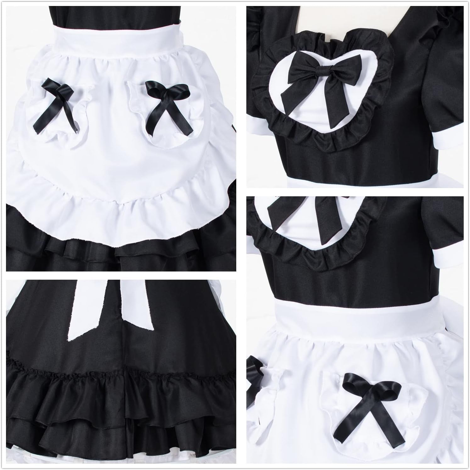 Japanese Anime Classic Sissy Maid Sweet Kawaii Heart Costume Dress Cosplay Furry Cat Ear Gloves Socks Set